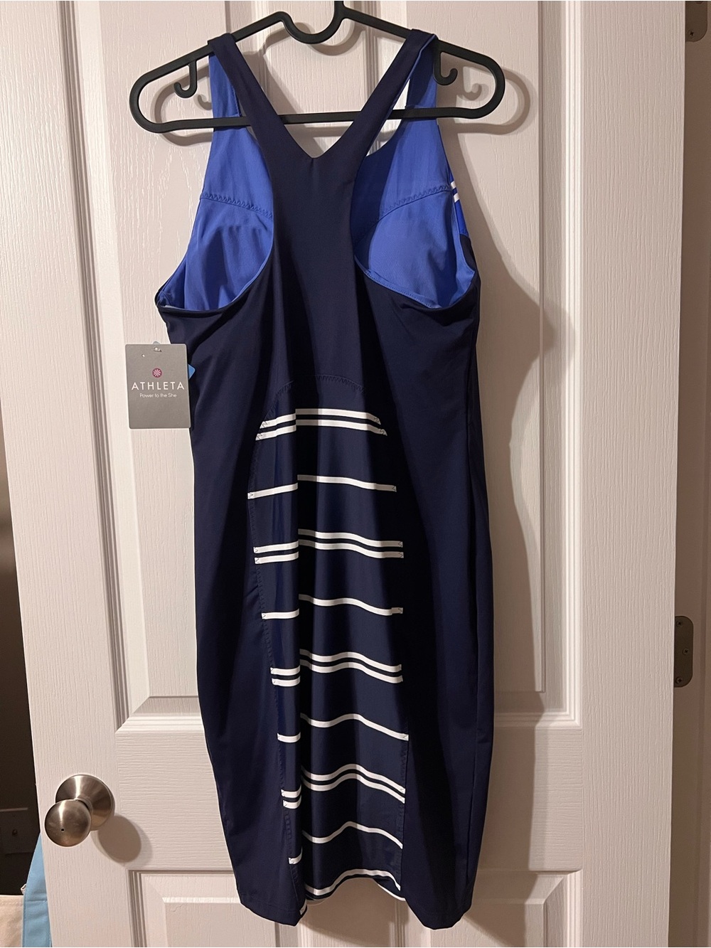 Athleta Striped Navy and Royal Blue Tank Dress - Picture 2 of 7